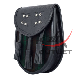 Clan Brown Watch Tartan Black Leather Scottish Sporran - Image 4