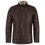 Leather Quilted Jacket Faux Fur Collar Coat