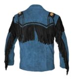 Men's Western Style Jacket Blue Suede - Image 2