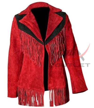 Women's Western Jacket Red Suede