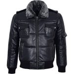 Leather Bomber Jacket Fur Collar