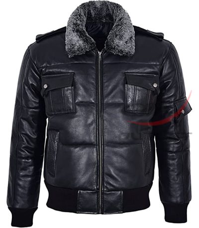 Leather Bomber Jacket Fur Collar