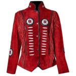 Women's Western Cowgirl Jacket Red Suede