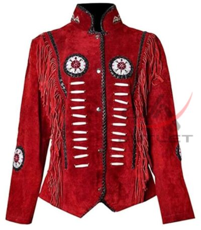 Women's Western Cowgirl Jacket Red Suede