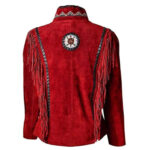 Women's Western Cowgirl Jacket Red Suede - Image 2