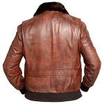 G-1 Navy Aviator Real Leather Bomber Jacket Distressed Brown - Image 2