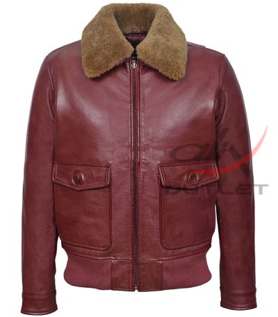 Ginger Fur Collar Leather Jacket