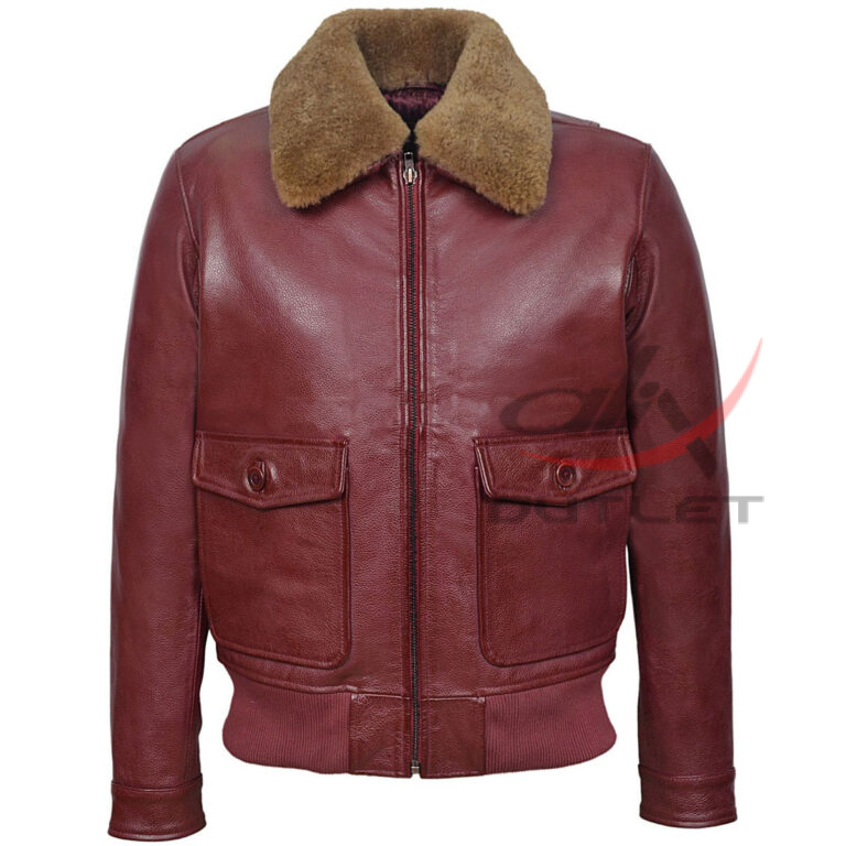 Ginger Fur Collar Leather Jacket