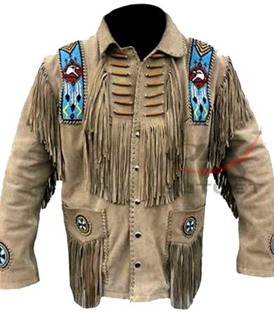Cowboy Fringed Bone & Beaded Jacket