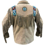 Cowboy Fringed Bone & Beaded Jacket - Image 2