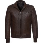 Retro Quilted Bomber Leather Jacket