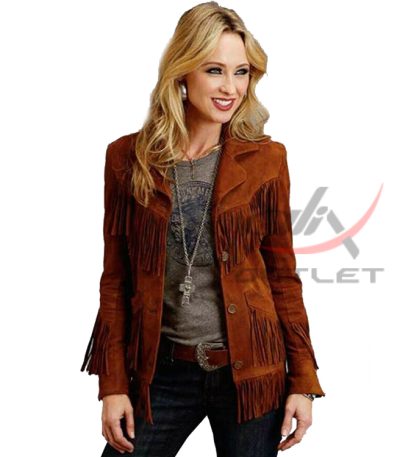 Women's Western Jacket Dark Brown Suede