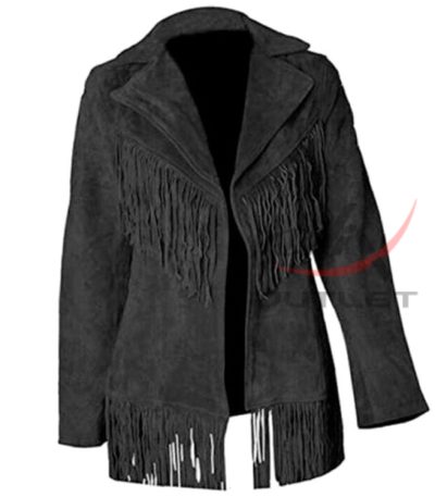 Western Black Suede Jacket for Women Cowgirl