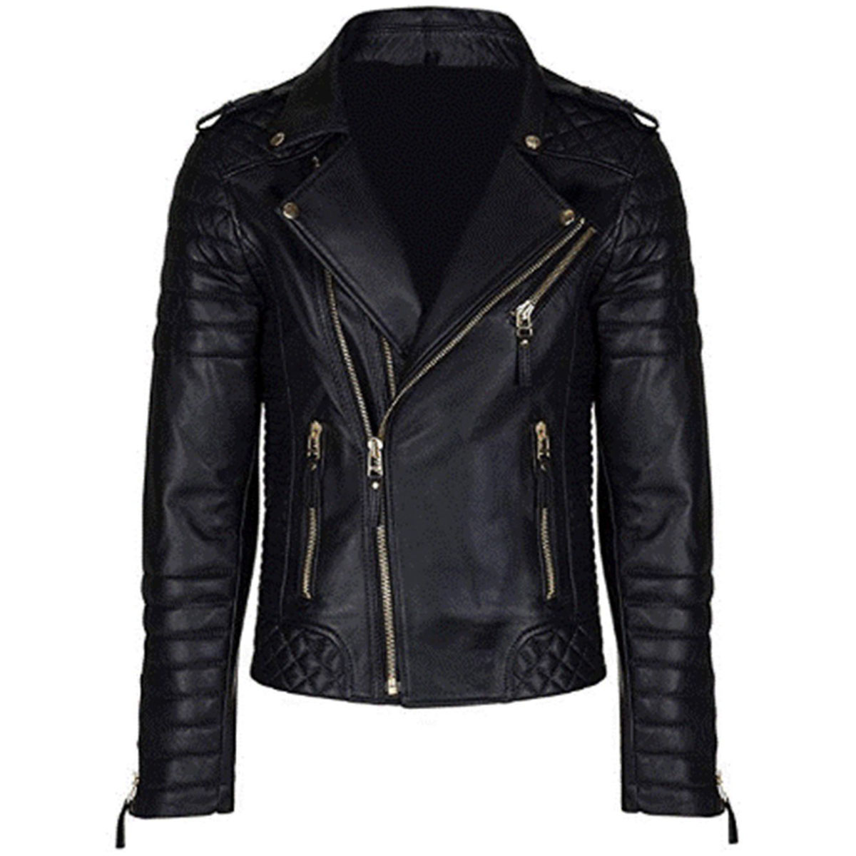16 (1) Leather Padded Flop Jacket - Image 1