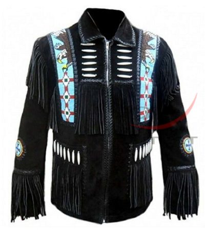 Men's Cowboy Jacket Fringed Bone & Bead Work