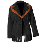 Women's Western Jacket Black Suede