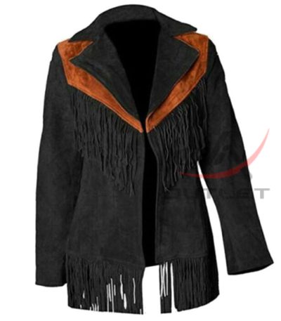 Women's Western Jacket Black Suede