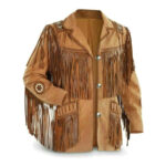 Men Western Style Fringed Suede Jacket