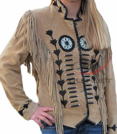 Cowgirl Western Fringed Jacket Bones Bead Work