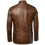 Cafe Racer Leather Coat Long Hip Length Four Pocket - Image 2