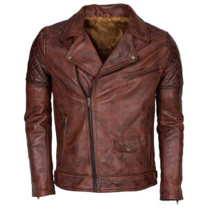Distressed Brown Leather Jacket