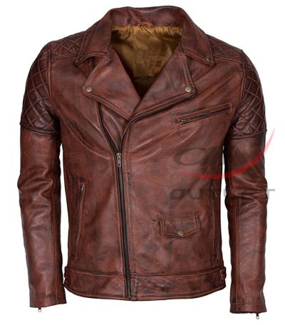 Distressed Brown Leather Jacket