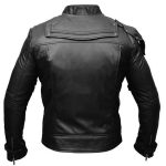 Men's Biker Leather Jacket Short Collar Black - Image 2