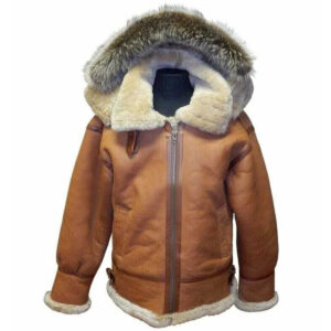 Bomber Hooded Leather Jacket Shearling RAF B3 for Men