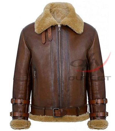 Leather Jacket Airforce RAF B3 Aviator Faux Fur