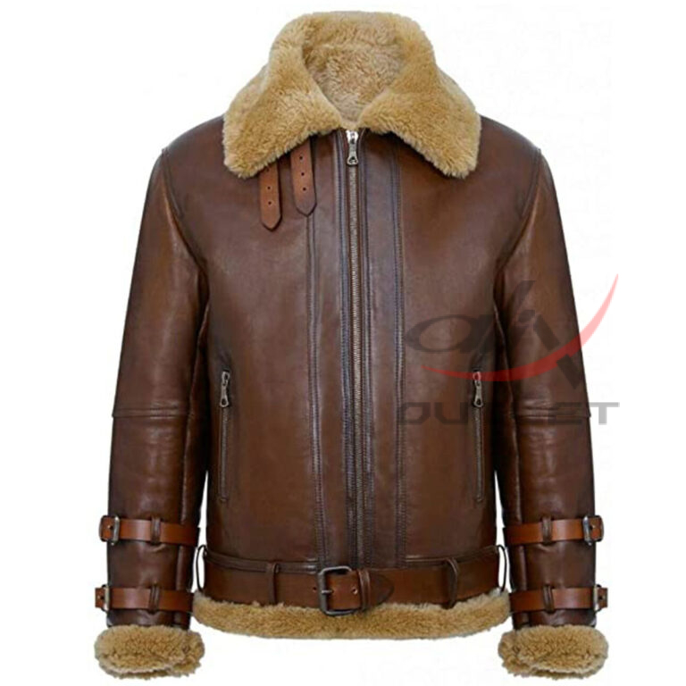 Leather Jacket Airforce RAF B3 Aviator Faux Fur