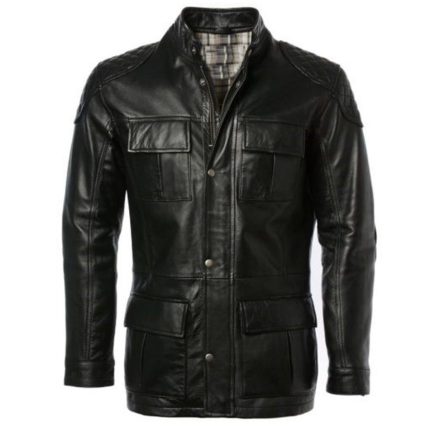 Cafe Racer Coat Long Hip Length Leather Jacket