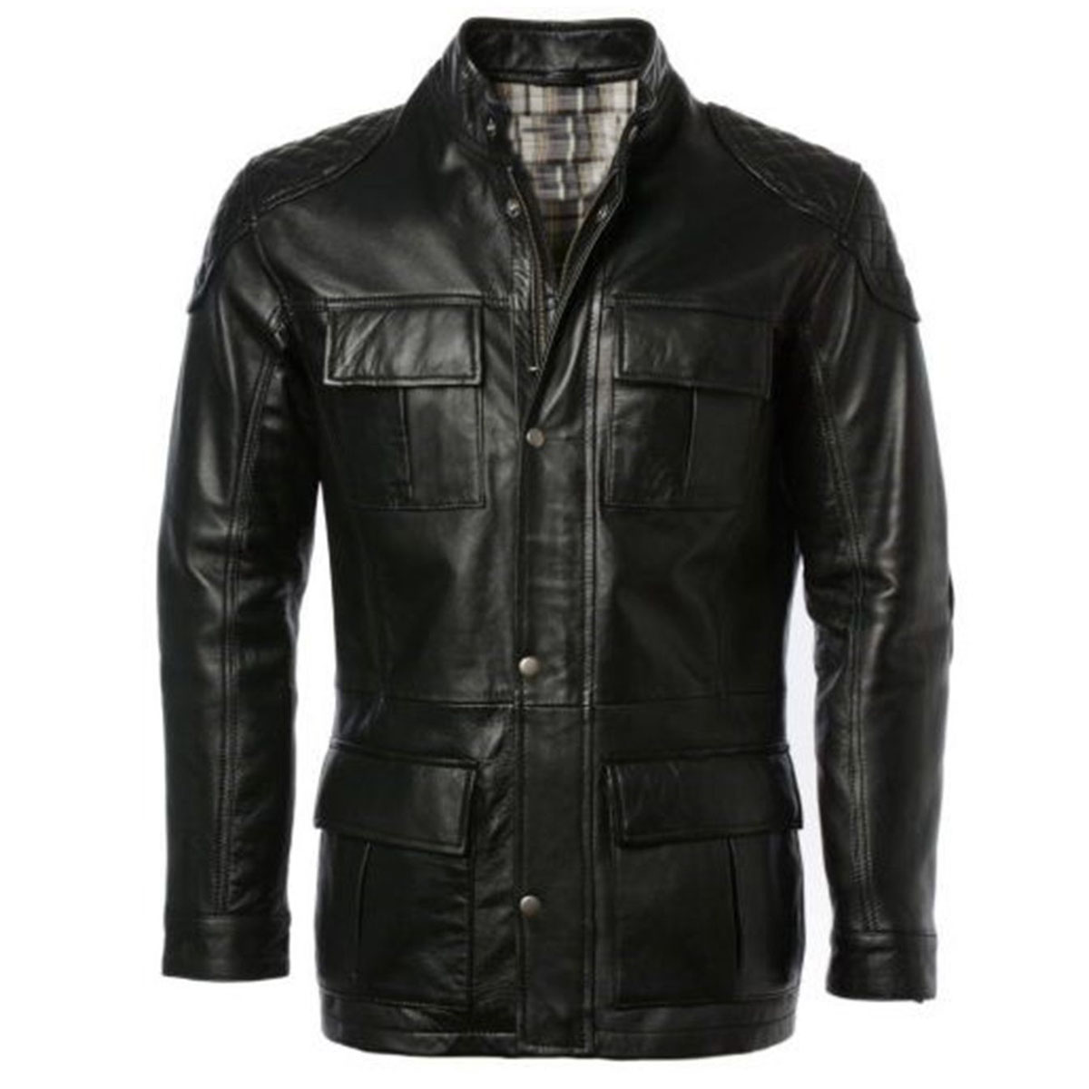 3 (1) Cafe Racer Coat Long Hip Length Leather Jacket - Image 1