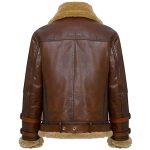 Leather Jacket Airforce RAF B3 Aviator Faux Fur - Image 2