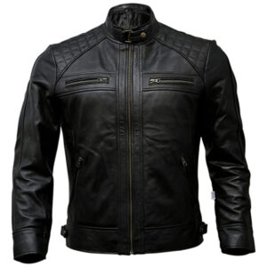Quilted Style Biker Jacket Classic Leather