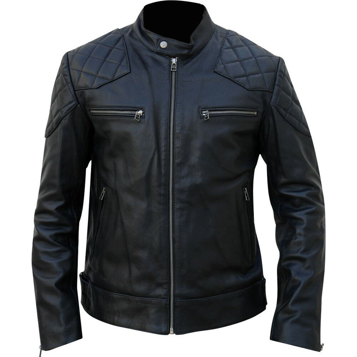 31 (1) Black Quilted Leather Jacket - Image 1