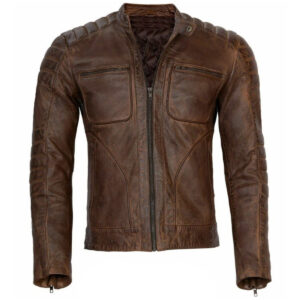Brown Cafe Racer Leather Jacket Vintage