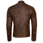 Brown Cafe Racer Leather Jacket Vintage - Image 2