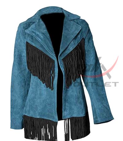 Women's Western Jacket Blue Suede