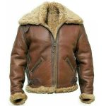 B3 Bomber Aviator Jacket Fur Shearling Leather Jacket