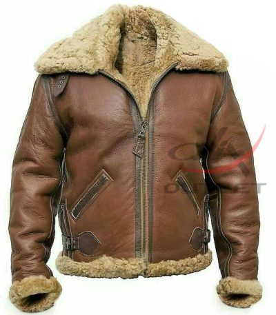 B3 Bomber Aviator Jacket Fur Shearling Leather Jacket