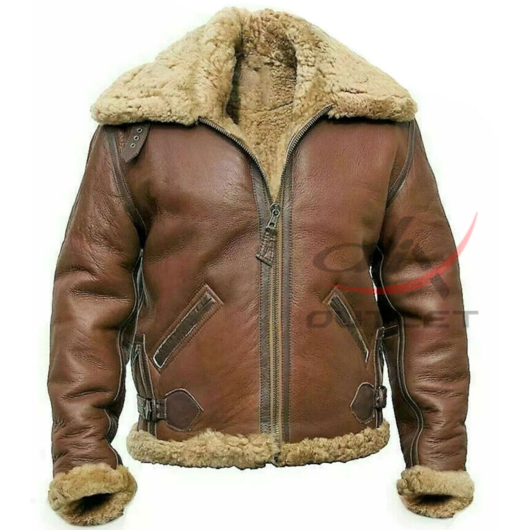 B3 Bomber Aviator Jacket Fur Shearling Leather Jacket
