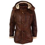 Leather Duffle Coat Detachable Hood