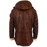 Leather Duffle Coat Detachable Hood - Image 2