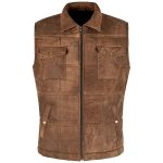 Suede Leather Vest Vintage Brown
