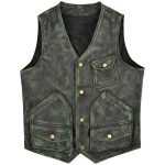 Leather Hunter Vest Distressed Green