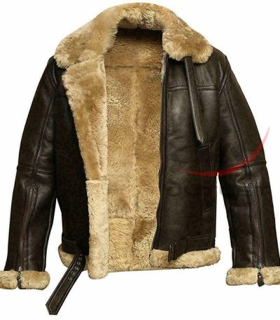 RAF B3 Bomber Leather Jacket Aviator Pilot Shearling for Men