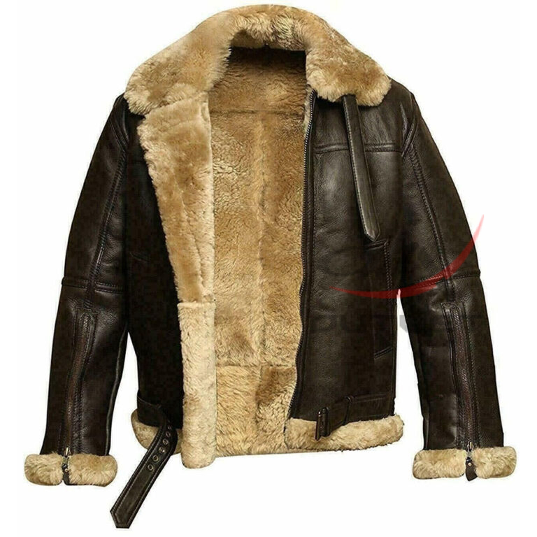 RAF B3 Bomber Leather Jacket Aviator Pilot Shearling for Men