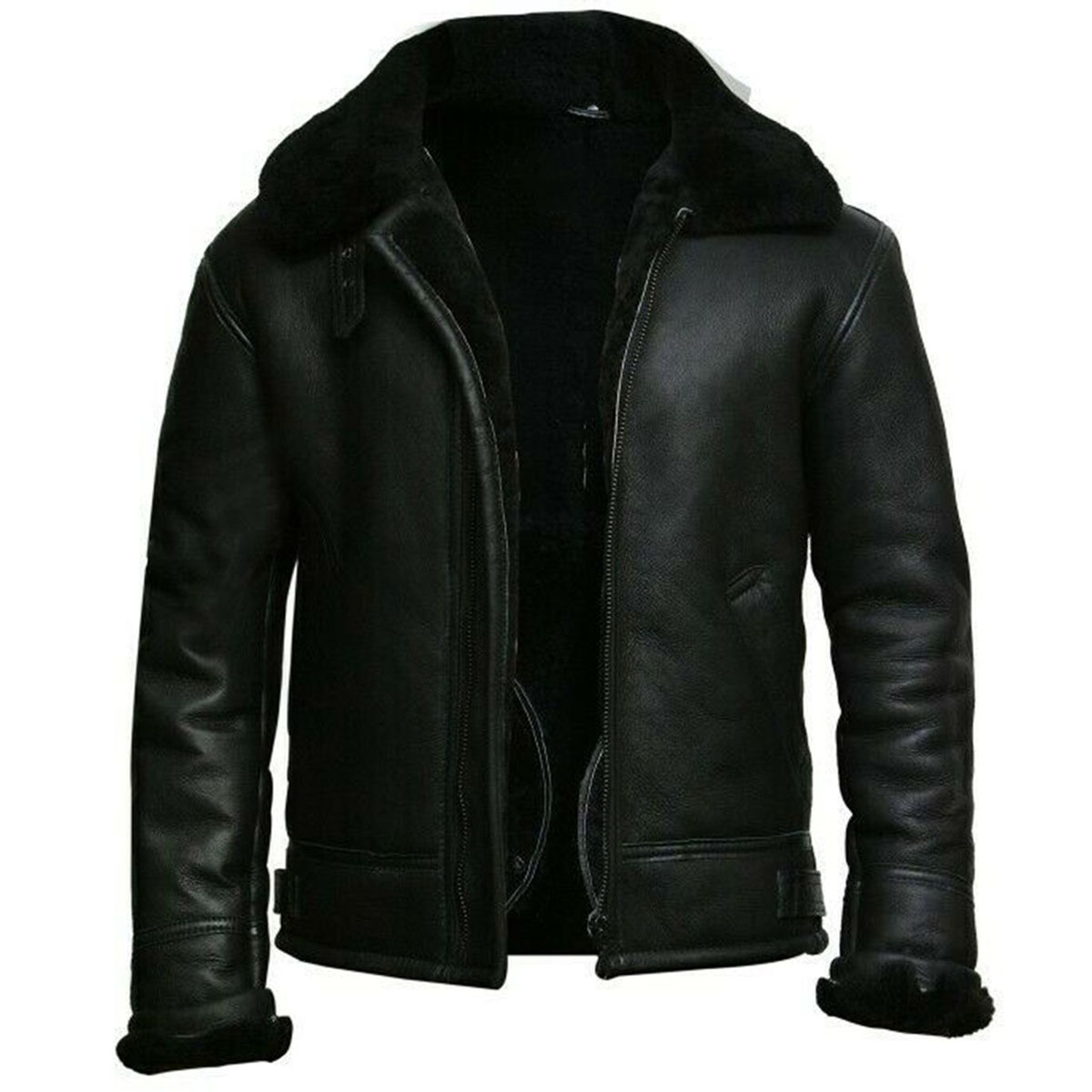 5 (1) Leather Fur Collar B3 Bomber RAF Avaitor Jacket - Image 1