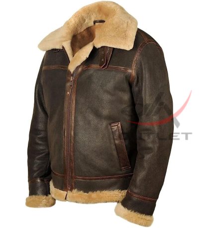 Leather Shearling Bomber Jacket RAF B3 for Men