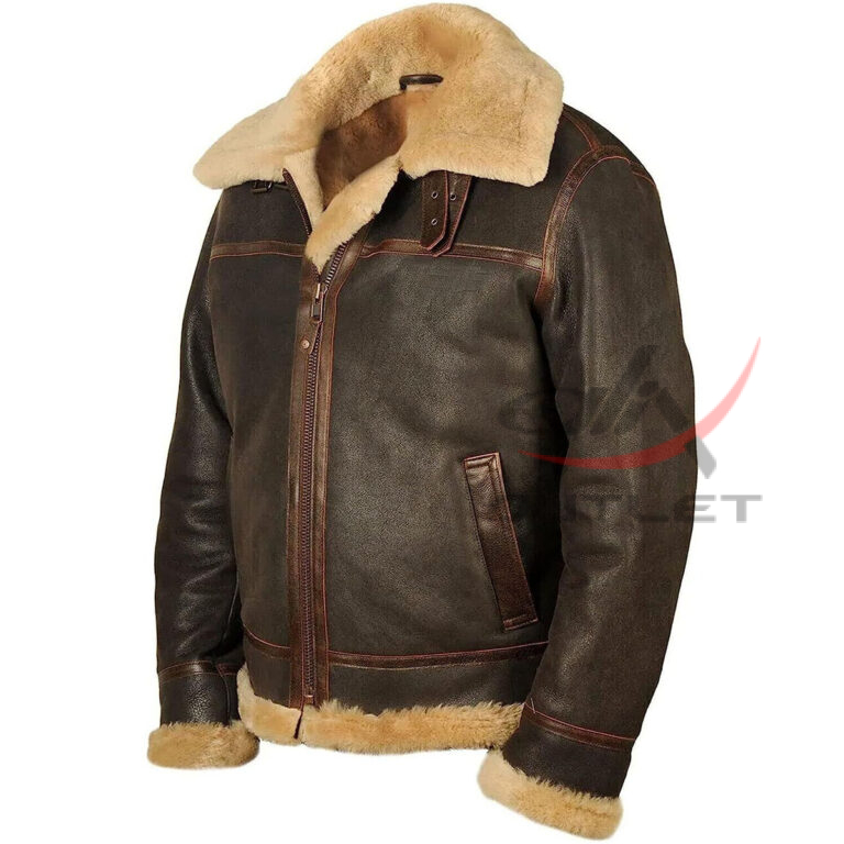 Leather Shearling Bomber Jacket RAF B3 for Men
